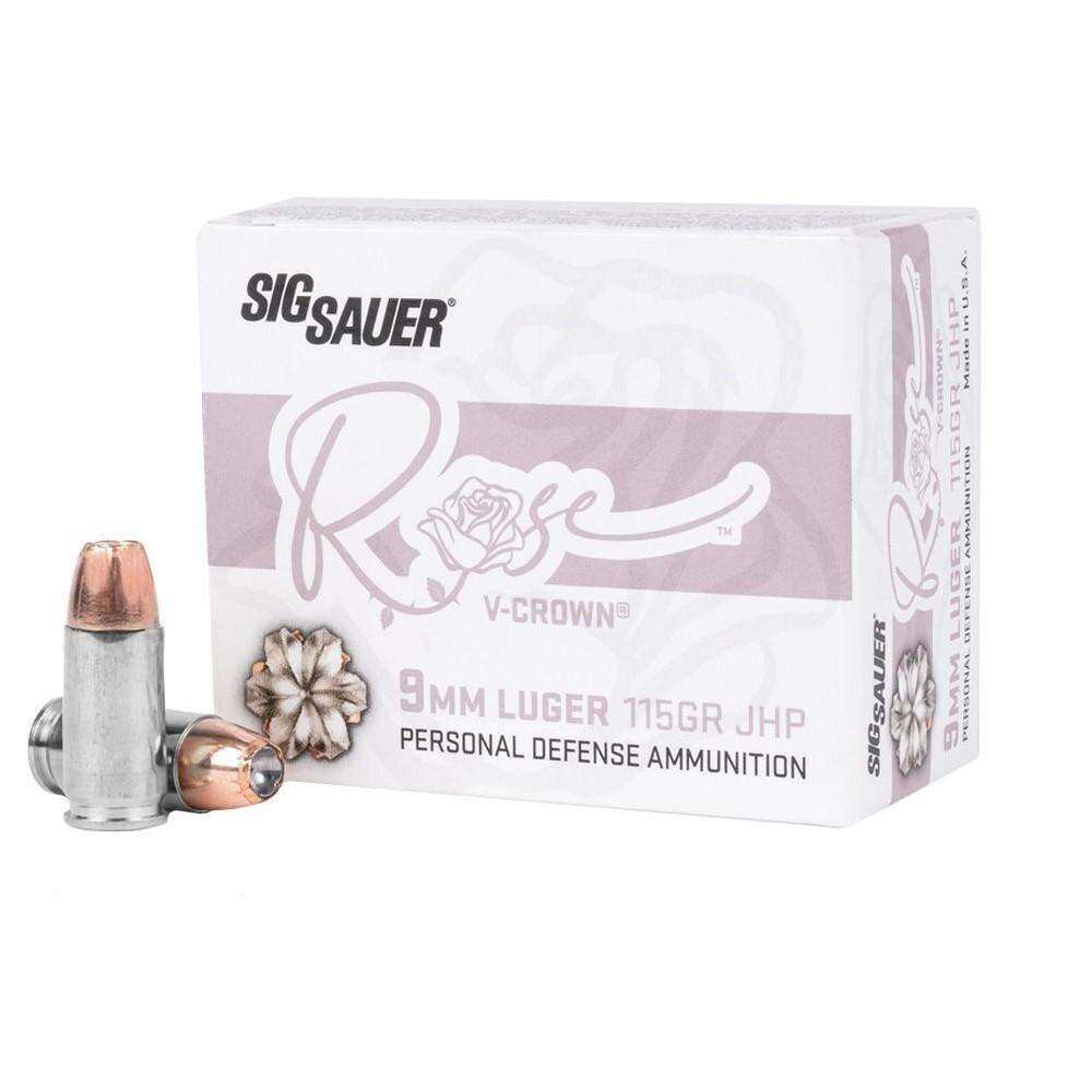 Ammunition Sig Sauer 282 ft lbs 9mm SIG E9MMA1ROSE20   ROSE 9MM  115GR  V-CROWN 20/10 • Model: 282 ft lbs